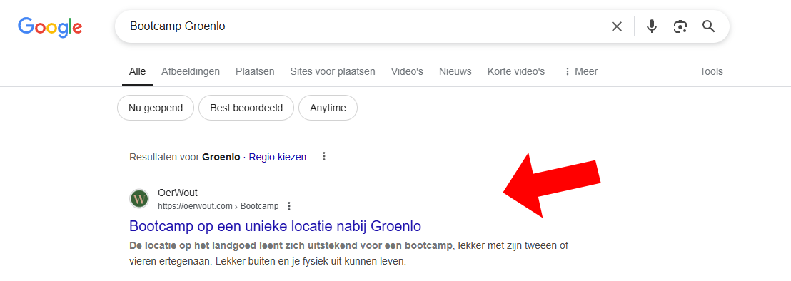 OerWout bovenaan lokale zoekterm
