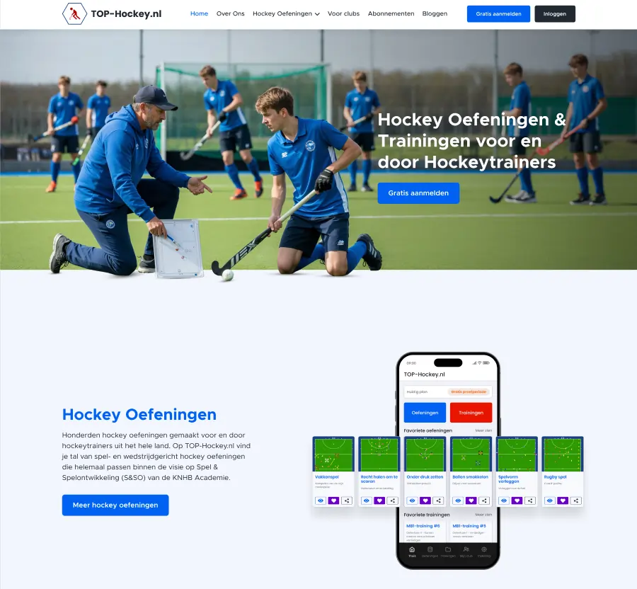 Sneak peek nieuwe design top-hockey website